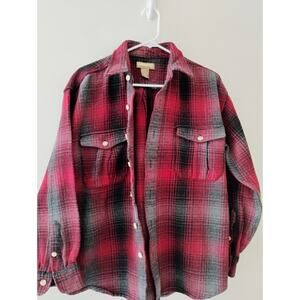 Vintage Land Rover Men's MED Button Up Plaid Shirt. Fisherman.Cabin. Jesse Pink